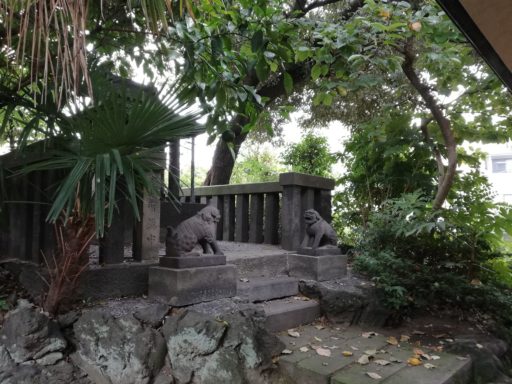 吾嬬神社の本殿前にいる狛犬