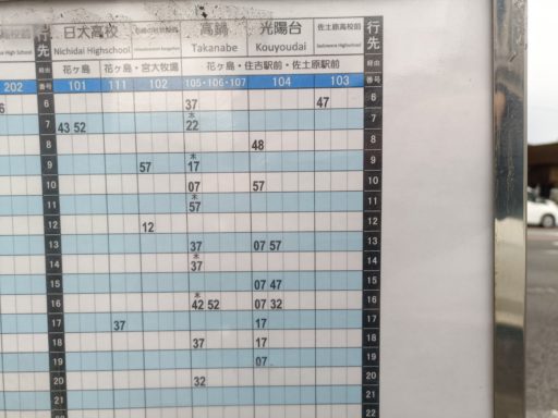 バスの時刻表
